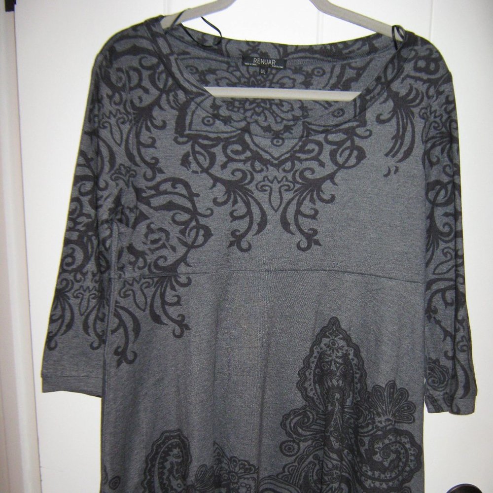 Renuar Grey and Black Patterned Tunic